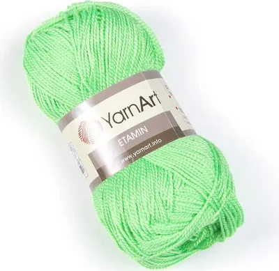 Produktbild von YarnArt Etamin Wolle 457 Apfelgrün, 30g/180m, 100%.Polyacryl, Ideal für Frühlings-Sommer Strickarbeiten