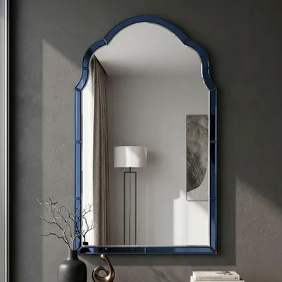 Zdjęcie produktu dla Lustro ścienne z ramą z niebieskiego szkła 62x1x100 cm