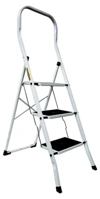 Produktbild von Stahlleiter für Büro und Gastronomie - Langlebig und rutschfest - Tragfähigkeit bis 150 kg - 3 Stufen - 0,47 x 1,4 x 0,77 m