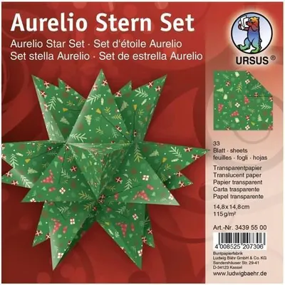 Produktbild von Faltblätter Aurelio stern Winterzauber 115g/qm 14,8x14,8cm rot/grün