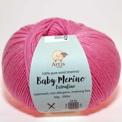 Immagine prodotto di Baby Merino Extrafine Art'is Yarn 100% lana | Senza mulesing e superwash (50 g / 200 m) (4 rosa)