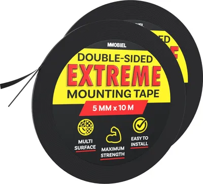 Produktbild von 5mm Doppelseitiges, Stark Klebend Klebeband [2 Pack] Montage - 10m lange Rolle