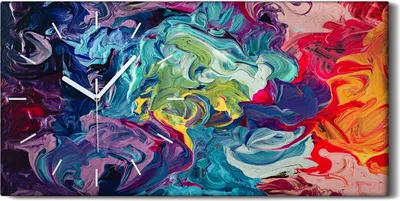 Produktbild von Küche Wohnzimmer Wand Leinwand Uhr Geräuschlos 60x30 Malerei Kunst Abstrakt - weiße Hände
