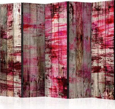 Produktbild von 5-teiliger Doppelseitiger Vlies Paravent - Abstract Wood II 225x172 cm Muster f-A-0777-z-c