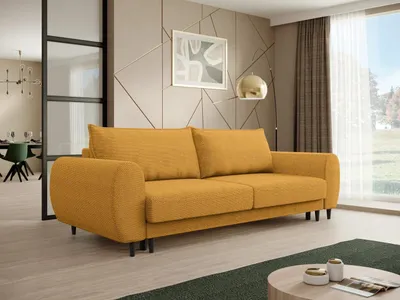 Produktbild von BEAUTYSOFA | Modernes Sofa CORTEZ - Couch mit Schlaffunktion & Bettkasten - Dunkelgelb
