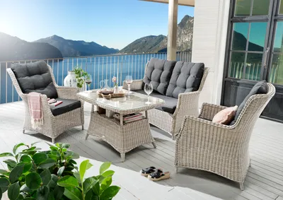 Immagine prodotto di Set lounge Destiny CASA 2 poltrone, divano, tavolo 120x77x66cm, bianco vintage