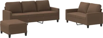Produktbild von vidaXL 3-tlg. Sofagarnitur mit Kissen Braun Stoff