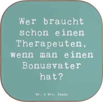 Produktbild von Mr. & Mrs. Panda Untersetzer für Gläser Spruch Bonusvater Liebe - Meeresbrise - Geschenk, Glas, persönliche Erinnerungen, Coaster, Tassenuntersetzer, Tischuntersetzer