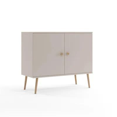 Produktbild von Kommode 100 cm Kaschmir mit Türen Holzbeine Boho Skandi Sideboard modern