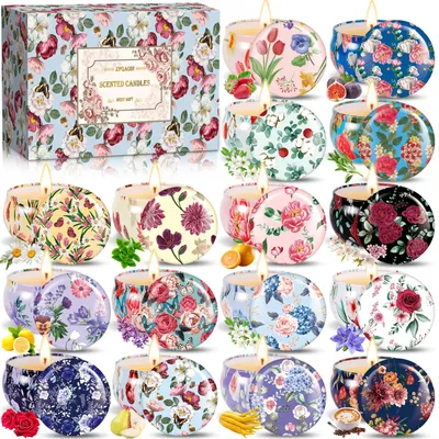 Duftkerzen-Geschenkset, 16 Stück, Sojawachs, Aromatherapie, Vanille