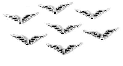 Produktbild von Vintageparts Engelsflügel klein geschwungen Metalllegierung antik silberfarben 21 mm für DIY-Schmuck, 10 Stück