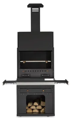 Produktbild von Schwarzer Edelstahl Grillkamin modern für Garten und Terrasse