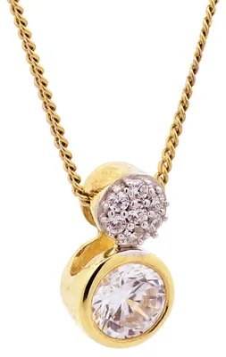 Produktbild von Anhänger Zirkonia  333 Gold  mit vergoldeter Silberkette 40 cm