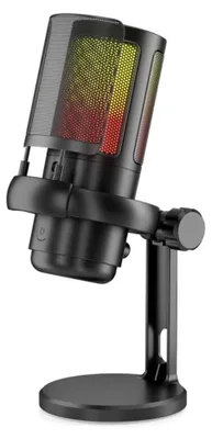 Produktbild von INF USB Kondensator-Mikrofon mit RGB, ABS, 15cm x 11cm x 8cm für Streaming Schwarz