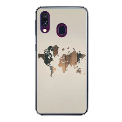 Produktbild von MuchoWow® Handyhülle Schutzhülle Hülle für Samsung Galaxy A40 Weltkarte -Holz - Regal Silikon Softcase Handy Hülle - Handy-Tasche