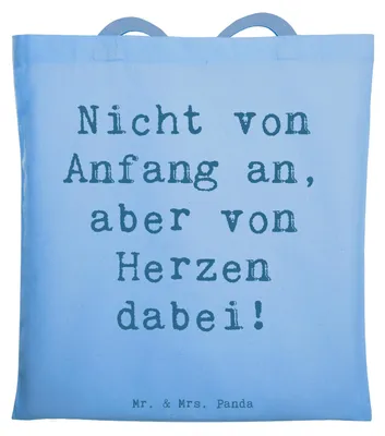 Produktbild von Mr. & Mrs. Panda Tote Bag Spruch Adoptivkind von Herzen - Sky Blue - Geschenk, persönliche Erinnerungen, Familienbande, Familie, Tasche, festivaltasche, Laptoptasche