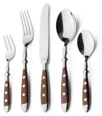 Besteckset 30-teilig, 18/0 Edelstahl, braune Griffe, für 6 Personen