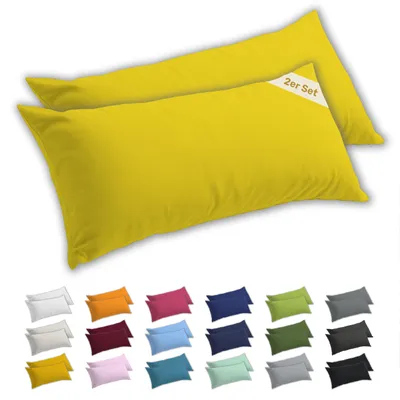 Produktbild von Lavea® 2er Set Seitenschläferkissen-Bezug 40x145 cm, 100% Baumwolle Jersey, YKK-Reißverschluss, Sonnengelb