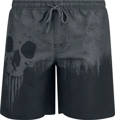 Produktbild von Black Premium by EMP Herren grau-schwarze Badeshorts mit Skull-Print L