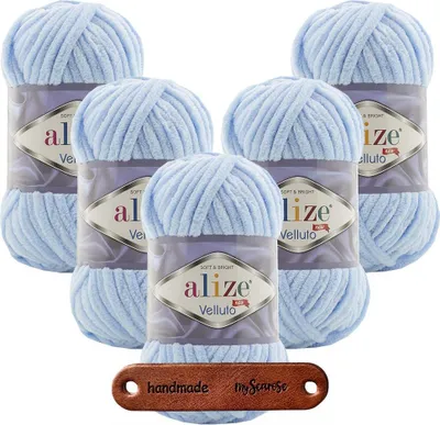 Produktbild von 5 x ALIZE Velluto 218 Baby Blue mit Label