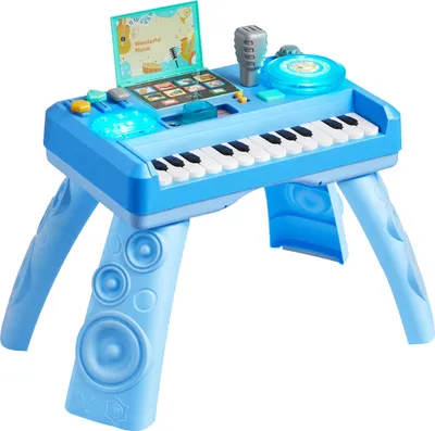 Immagine prodotto di SucceBuy Tavolo interattivo con 133 fonti sonore, funzione di registrazione e giradischi DJ LED, tavolo musicale per bambini dai 6 mesi in su, regalo ideale per compleanni e divertimento didattico