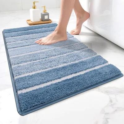 Immagine prodotto di Tappetino da bagno antiscivolo, 60 x 90 cm, assorbente, lavabile, colore blu