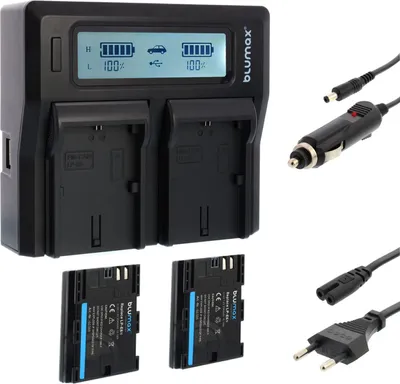 Produktbild von 2x Akku + Lader für Canon LP-E6NH 2040mAh EOS R5 R6 Mark II R7 90D 7D XC15