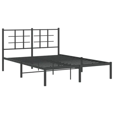 Zdjęcie produktu dla Metalowa rama łóżka z wezgłowiem czarna, 140x200 cm