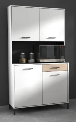 Produktbild von Buffet Küchenbuffet Parisot "Blender" in weiß mit grau Buffetschrank 4-türig 100 x 183 cm