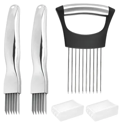 Image de Lot de 3 coupe-ciboulette en acier inoxydable, couteau à oignons nouveaux, coupe-légumes multifonctionnel, coupe-oignons