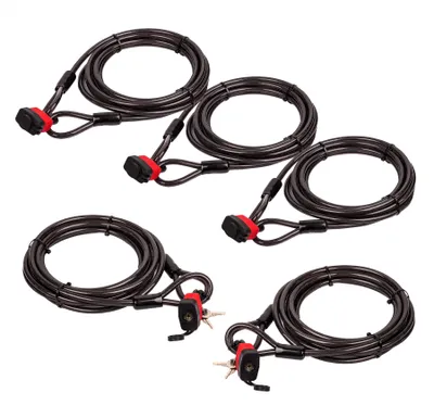 Produktbild von BigDean 5x Kabelschloss Schlaufenkabel 5m - Diebstahlsicherung für Fahrrad Motorrad-Zubehör Grill & Gartenmöbel - ummanteltes Stahlseil 10mm