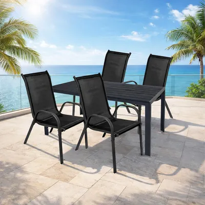 5tlg Gartengarnitur Sitzgarnitur Outdoormöbel 125x70cm Anthra/Schwarz