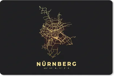 Produktbild von MuchoWow® Mauspad Mousepad Nürnberg - Karte - Gold - Stadtplan - Karte 27x18 cm - Mousepads - Maus Mat - Pad - Mausunterlage - Büroartikel - Desk Matten