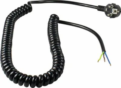 Produktbild von as-Schwabe Anschluss-Spiralkabel 1-2,5m Schukowinkelstecker 230V Schwarz IP20