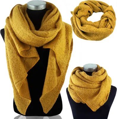 Produktbild von Schal Winter XXL Raute senf curry mango Damen Tuch Plaid T5053