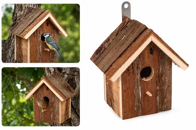 Productafbeelding van Vogelhuisje, natuurlijk hout, 15 x 11 x 16 cm