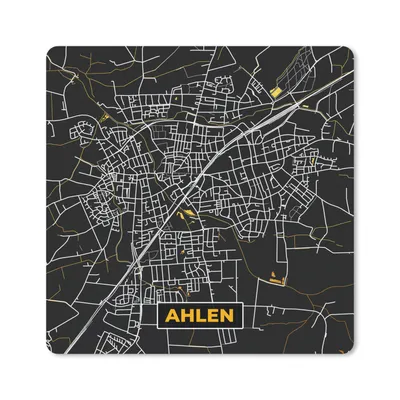 Produktbild von MuchoWow® Mauspad Mousepad Schwarz und Gold - Stadtplan - Ahlen - Deutschland - Karte 20x20 cm - Mousepads - Maus Mat - Pad - Mausunterlage - Desk Mat - Bureauartikeln