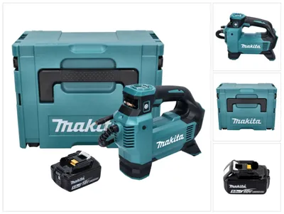 Image de Makita DMP181T1J Compresseur/Gonfleur sans fil 11,1 bar 18V + 1x Batterie 5,0 Ah + Coffret Makpac - sans chargeur