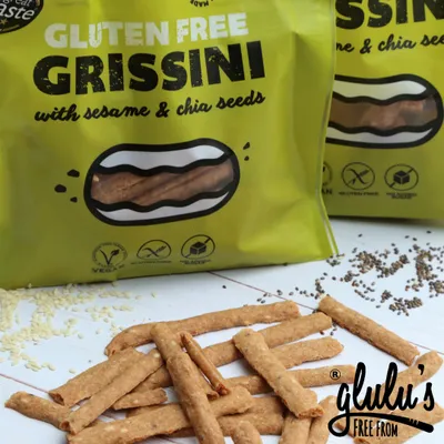 Produktbild von 3x100g Glulu´s FreeFrom Glutenfreie Grissini Salzstange / vegan / sojafrei / ohne Zuckerzusatz