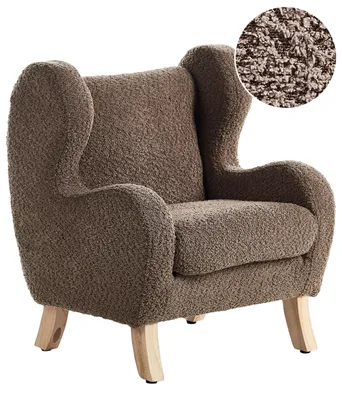 Produktbild von BELIANI Kindersessel Braun Bouclé-Stoffbezug mit Armlehnen Helle Holzbeine Modern für Kinderzimmer Wohnzimmer Ausstattung Kindermöbel Ohrensessel