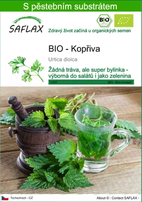 Obrázek produktu pro SAFLAX - BIO - Kopřiva - Urtica dioica - 2000 Semena - S pěstebním substrátem bez klíčků