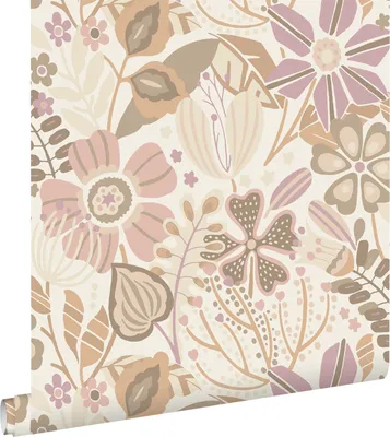 Obrázek produktu pro ESTAhome tapeta květinový vzor béžová a fialová 53 cm x 10,05 m
