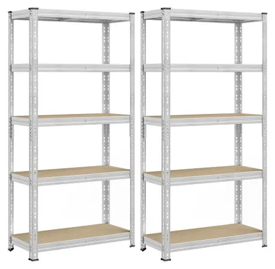Image de Étagère de stockage en acier argenté – 875 kg – MDF – 40 x 90 x 180 cm