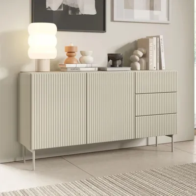 Produktbild von Sideboard MUTI 147 cm kaschmir riffeloptik 3 schubladen push-to-open