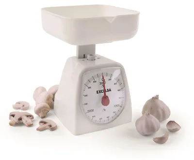 Mechanische Küchenwaage, 3 kg, ABS, 15x14x18 cm, weiß