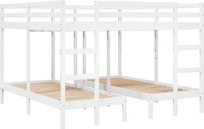 Obrázek produktu pro vidaXL Trojpatrová postel bílá 200x200/80x200 cm z masivního borovicového dřeva