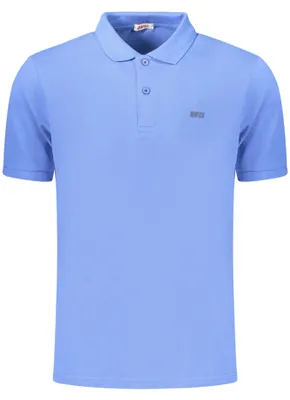 Produktbild von Kurzarm-Poloshirt für Herren in Blau mit Druck und Logo-Details