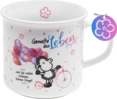 Immagine prodotto di Sheepworld 46204 Tazza da tè "Goditi la vita", porcellana, 40 cl, regalo per gli amici