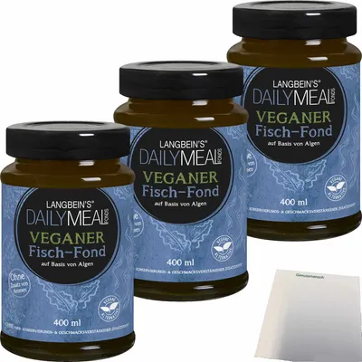 Produktbild von Langbeins DailyMeal Veganer Fisch-Fond 3er Pack (3x400ml Glas) + usy Block