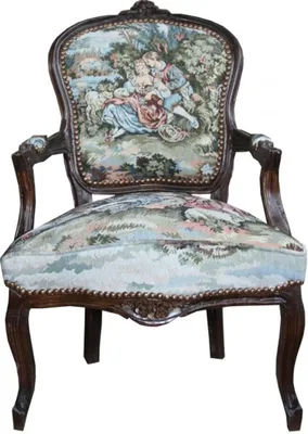 Produktbild von Casa Padrino Barock Salon Stuhl Gobbelin / Braun - Möbel Antik Stil